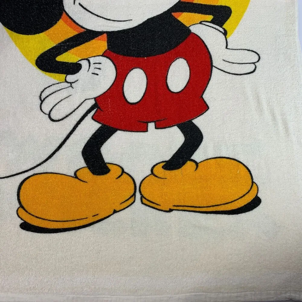 Vintage 80s 90s Mickey Mouse Beach Towel Walt Disney Disneyland Franco